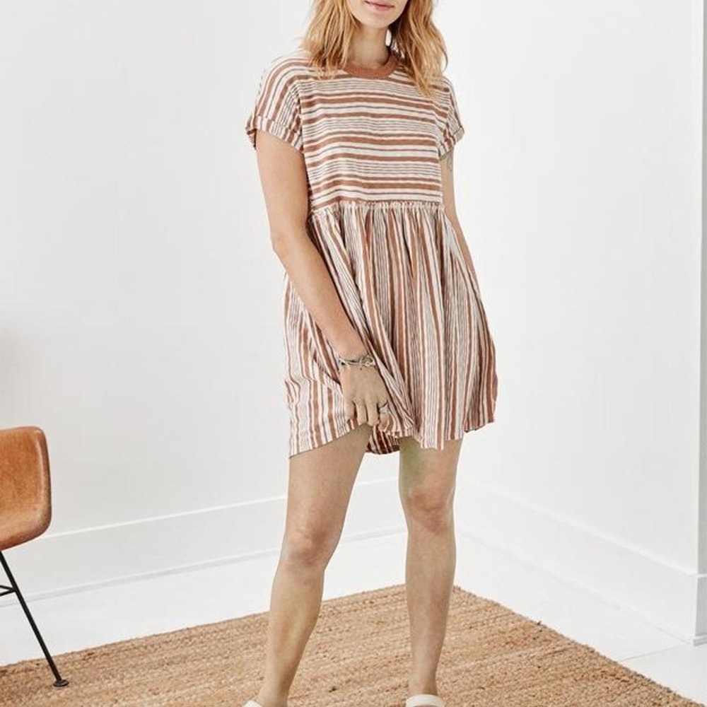 American eagle striped knee dress 100% cotton brown stripes